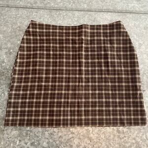 NWT Vintage Tracy Evans Plaid Schoolgirl 90s Y2K Mini Skirt 11 Large Brown Tan